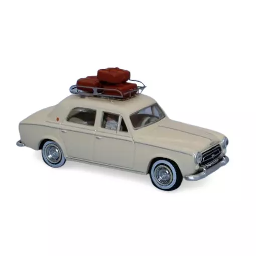 Peugeot 403 beige avorio con portapacchi e valigie - SAI 1820 - HO 1/87