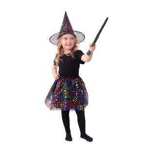Costume da strega per bambini con gonna tutu e cappello.