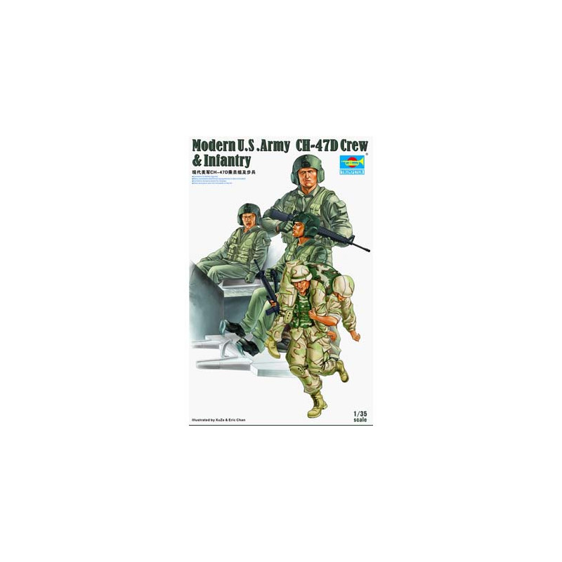 Equipaggio moderno e fanteria dell'esercito americano CH-47D. TRUMPETER 0415