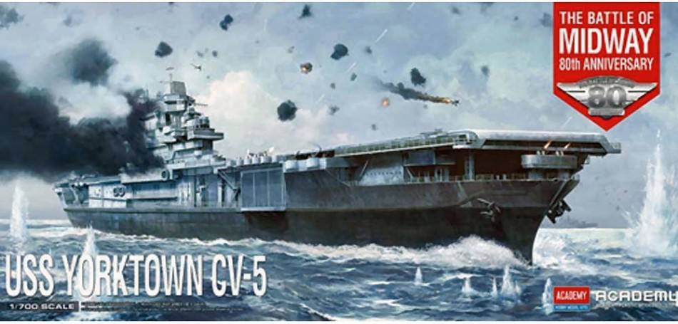 KIT DA MONTARE IN SCALA COMPATIBILE CON USS YORKTOWN CV-5 BATTLE OF MIDWAY KIT 1:700 ACADEMY ACD14229