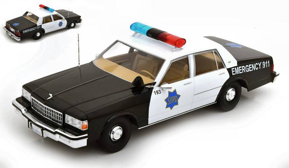 MODELLINO IN SCALA COMPATIBILE CON CHEVROLET CAPRICE S.F.P.D.SAN FRANCISCO POLICE 1:18 MODELCARGROUP MCG18389