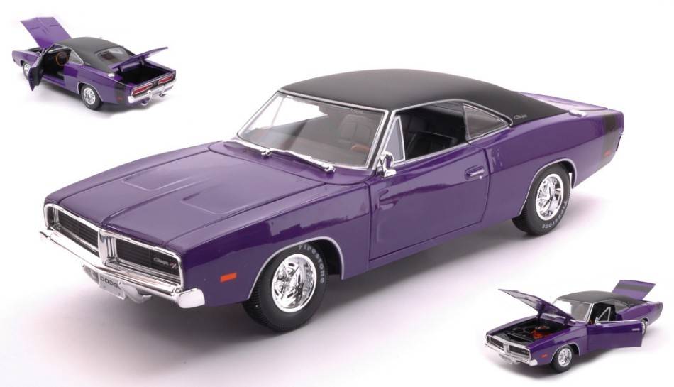 MODELLINO IN SCALA COMPATIBILE CON DODGE CHARGER R/T 1969 PURPLE 1:18 MAISTO MI31387P