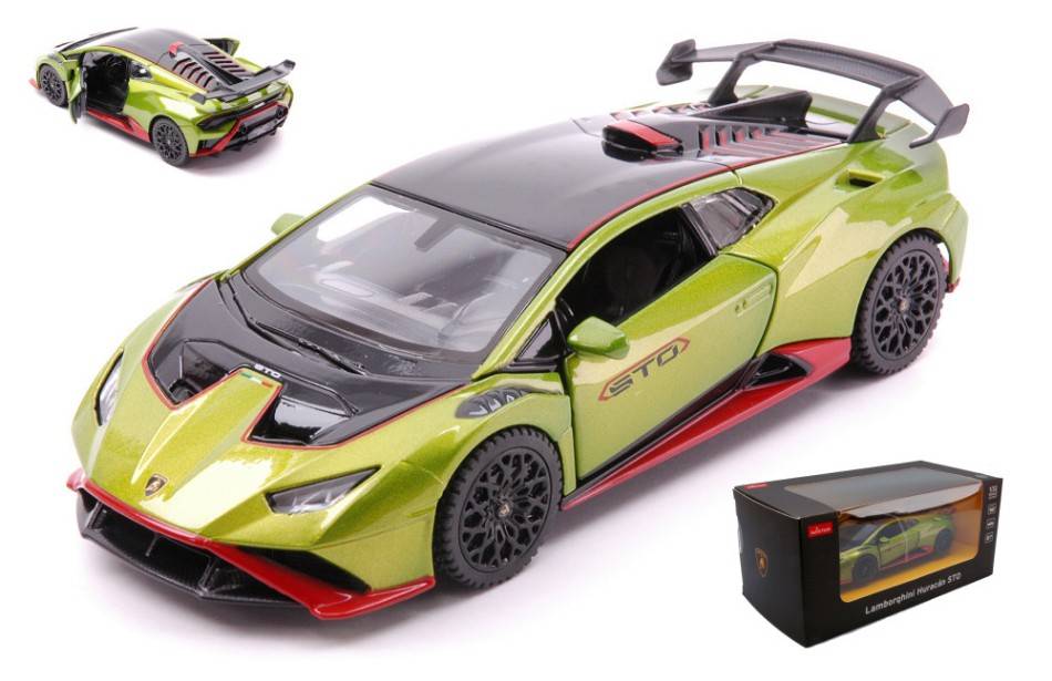 MODELLINO IN SCALA COMPATIBILE CON LAMBORGHINI HURACAN STO GREEN/ORANGE 1:32 RASTAR RAT64310GN