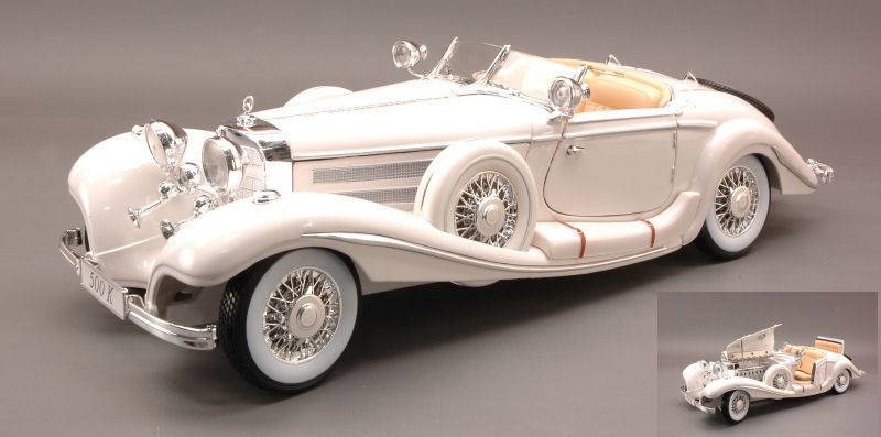 MODELLINO IN SCALA COMPATIBILE CON MERCEDES 500K 1936 WHITE 1:18 MAISTO MI36055W