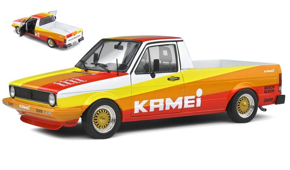MODELLINO IN SCALA COMPATIBILE CON VW CADDY MK-1 KAMEI TRIBUTE "STREET FIGHTER" 1982 RED 1:18 SOLIDO SL1803506