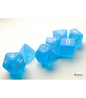 Set Dadi Mini Frosted Blue Caraibico Bianco