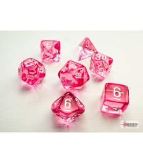 Set Dadi Mini Transparenti Rosa Bianco