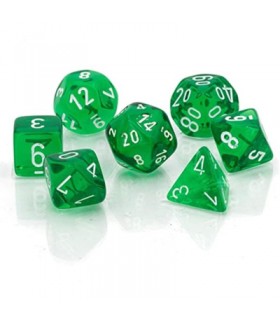 Set Di Dadi Mini Trasparenti Verde Bianco