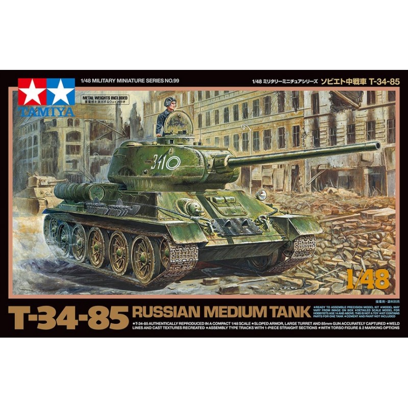 T34/85, carro armato medio russo. TAMIYA 32599